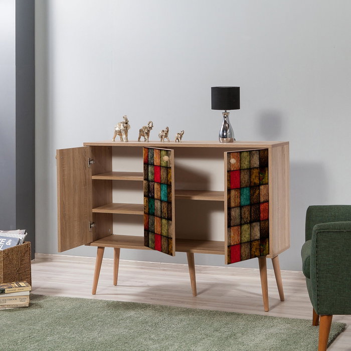 Hanah Home Mega-723 Consola 120cm Roble Sonoma Tablero de Partículas Melamina